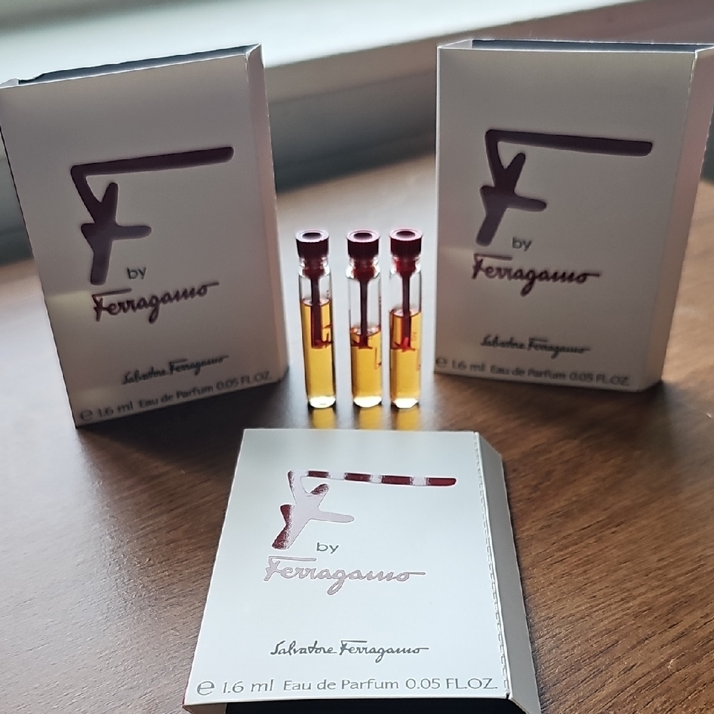 New F By Salvatore Ferragamo Eau De Parfum Perfume Sample Vials 0.05 Fl oz X 3
